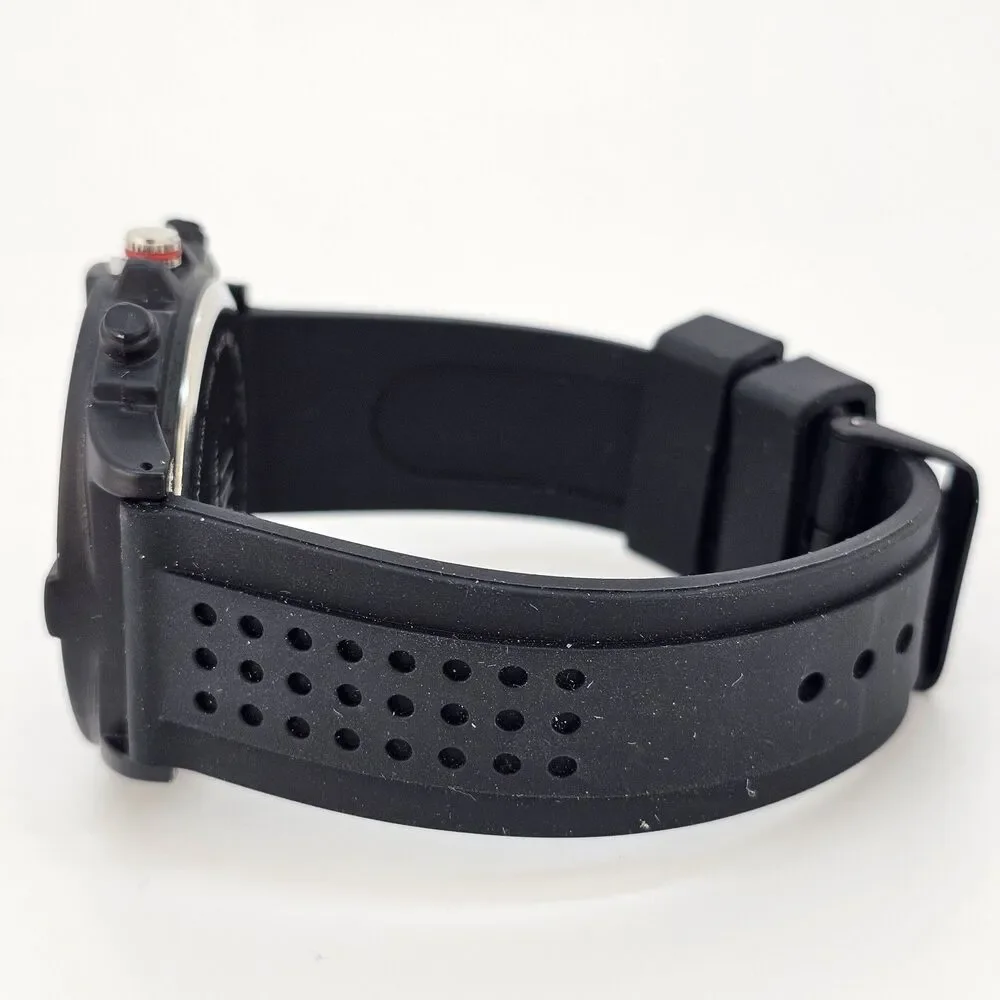 Men's Watch 50MM Black Dial Black Case Black Plastic Bands New Battery‎